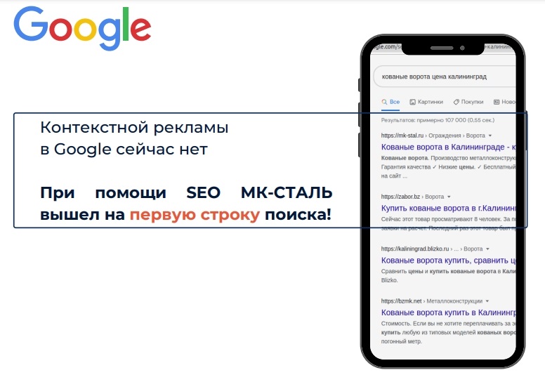 позиции в гугл