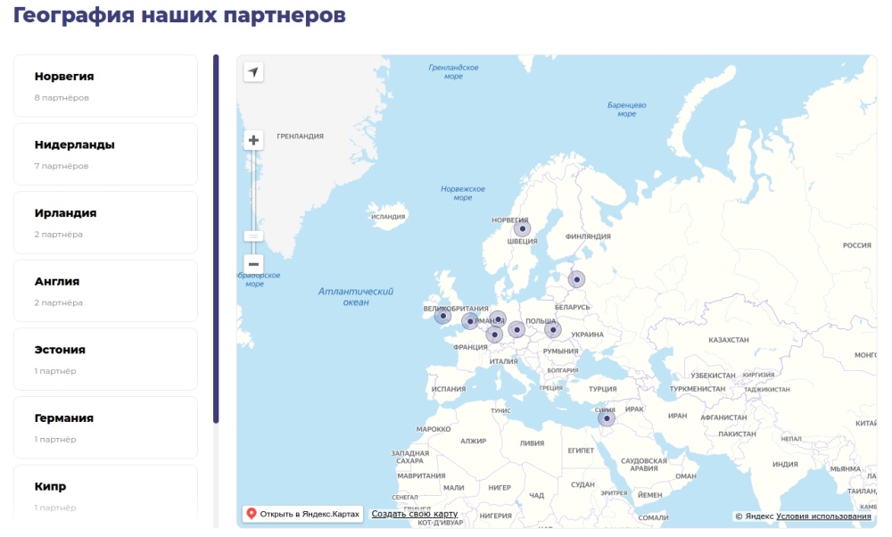 география партнеров компании